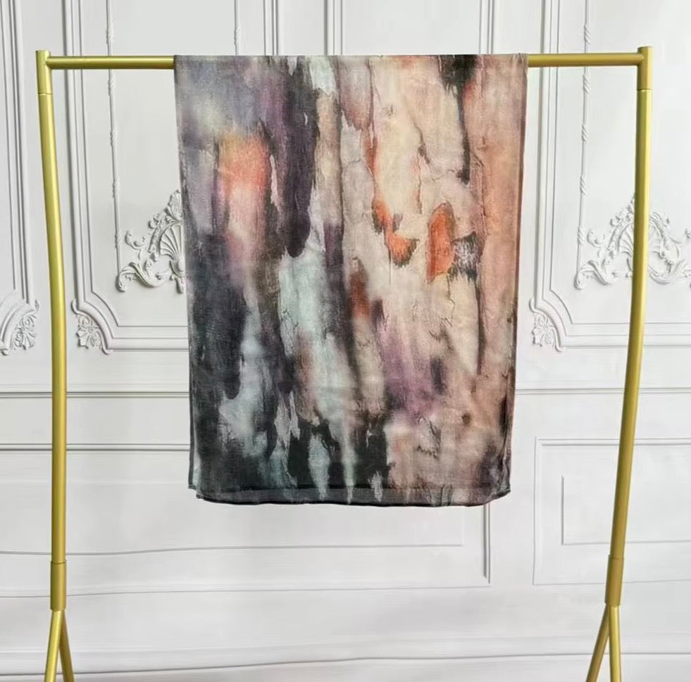 Dark Watercolour Printed Modal