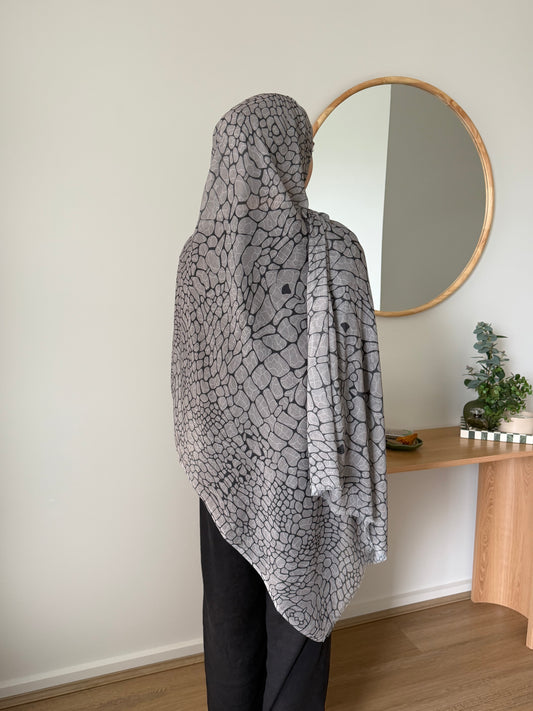 Pebble Grey Crocodile Hijab