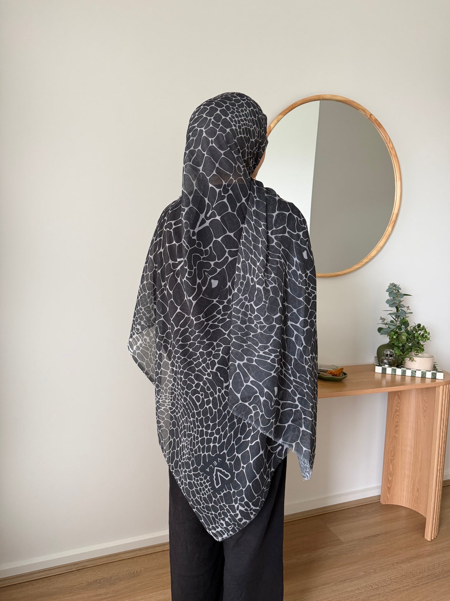 Midnight Black Crocodile Hijab
