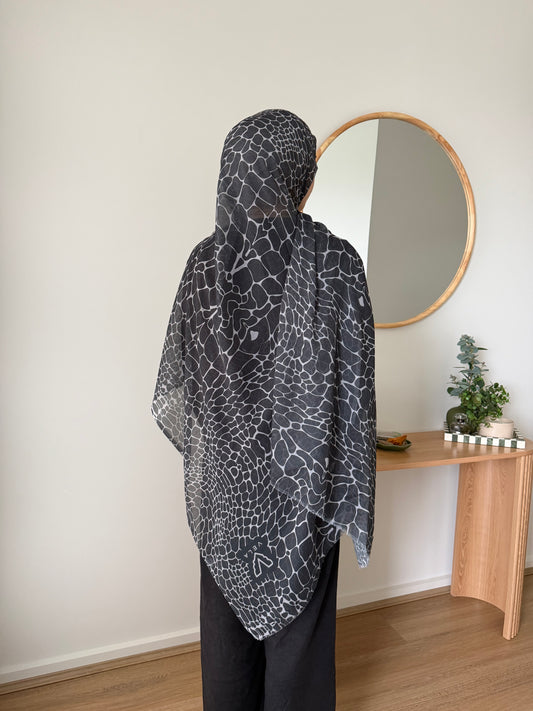 Midnight Black Crocodile Hijab
