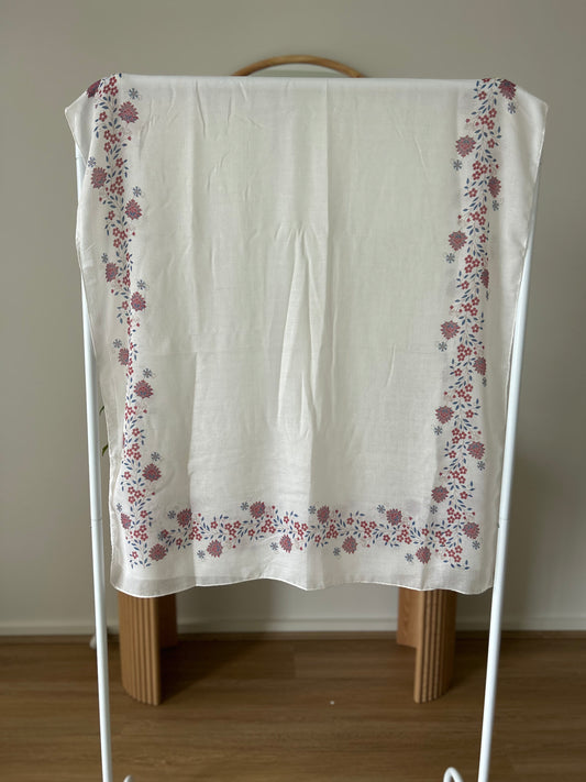 White Floral Hijab
